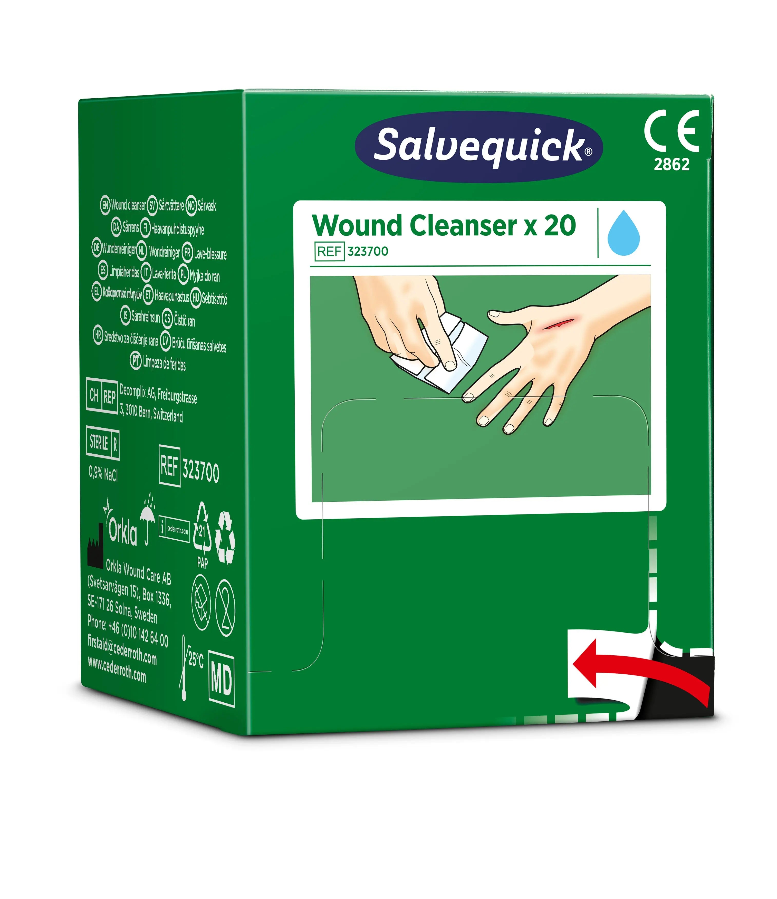 CEDERROTH - 1 (x20) lingettes lave-blessure Salvequick BGCOMAGENCY