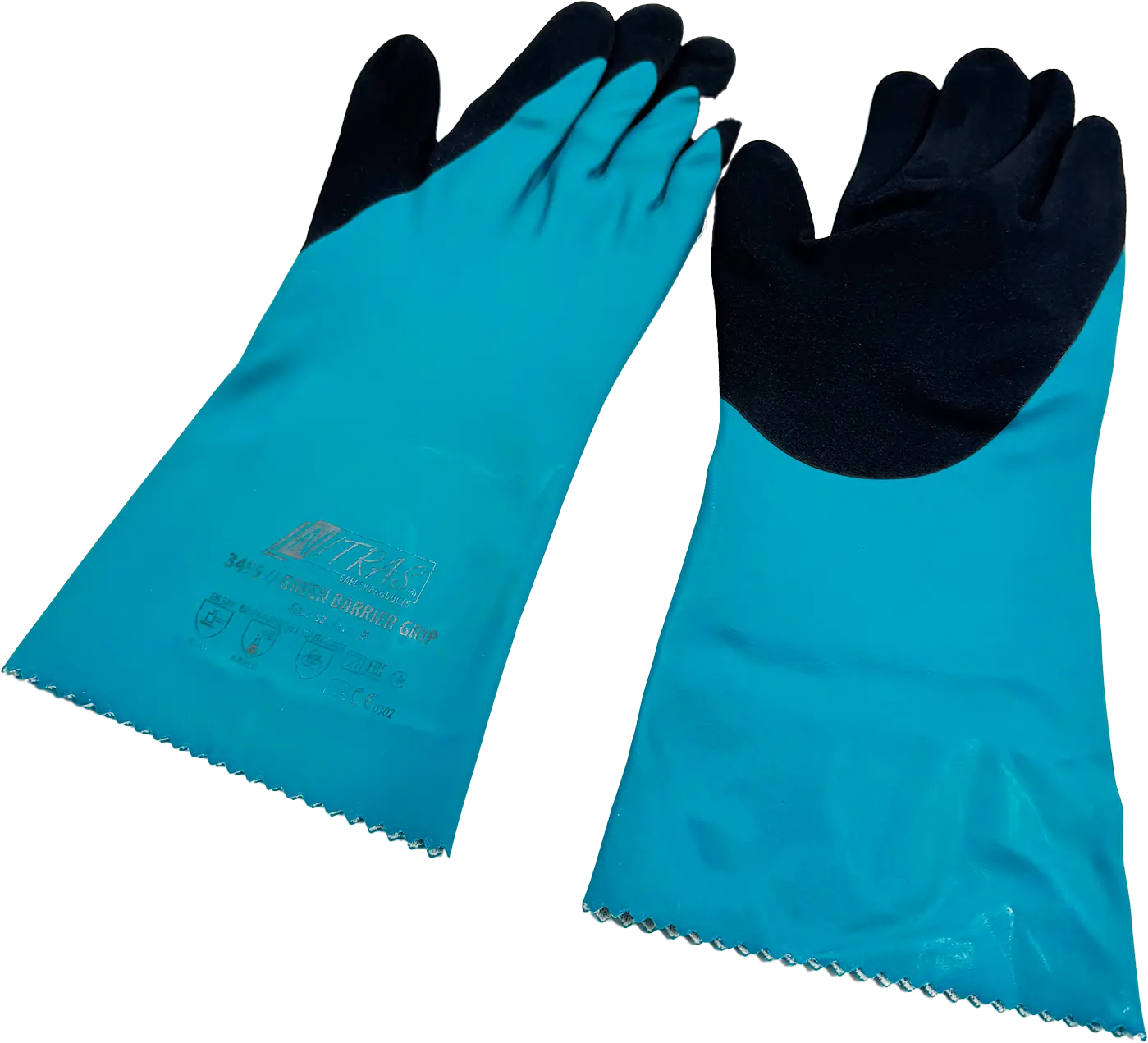 Gants protection chimique - Green Barrier Grip - Bleu 3455 NITRAS