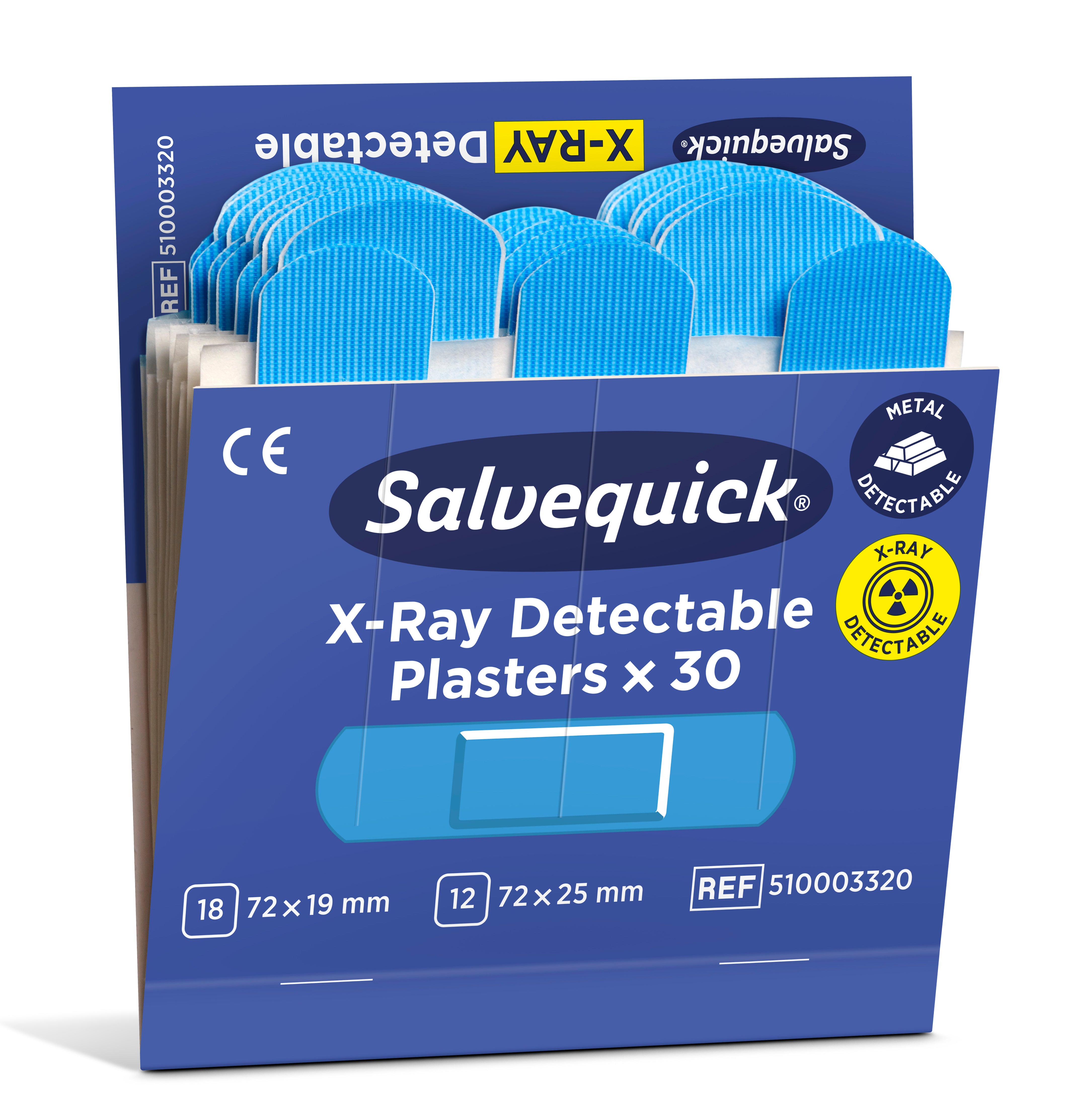 Cederroth - Pansements bleus détéctables aux Rayons-X, 30 pcs/recharge
