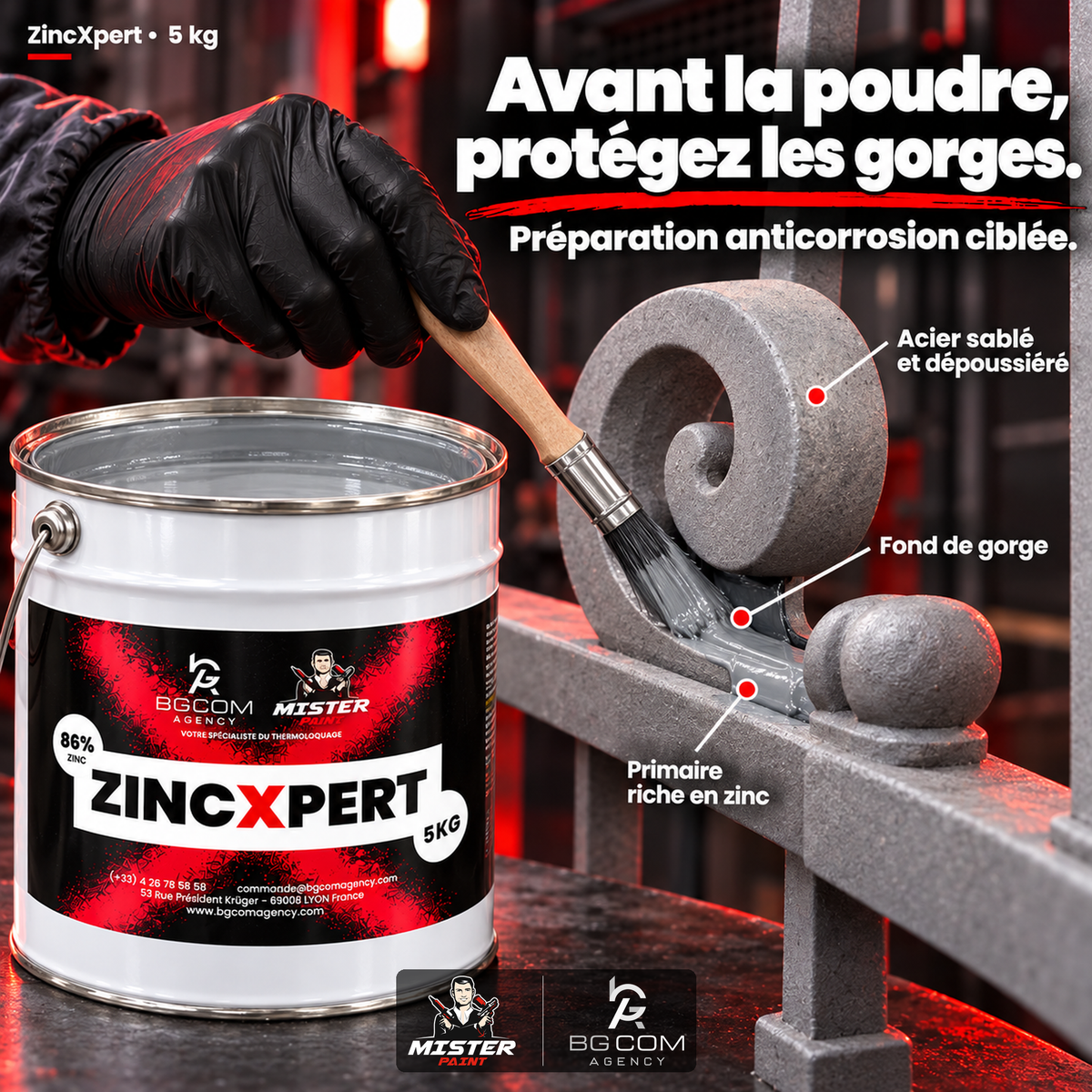 ZincXpert gris 86 % zinc 5 kg, application