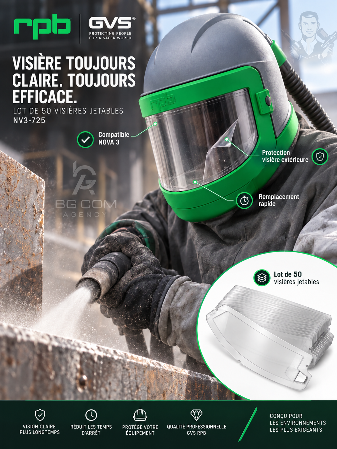 GVS-RPB – NOVA 3 – Visières Extérieure Jetables (50) BGCOMAGENCY