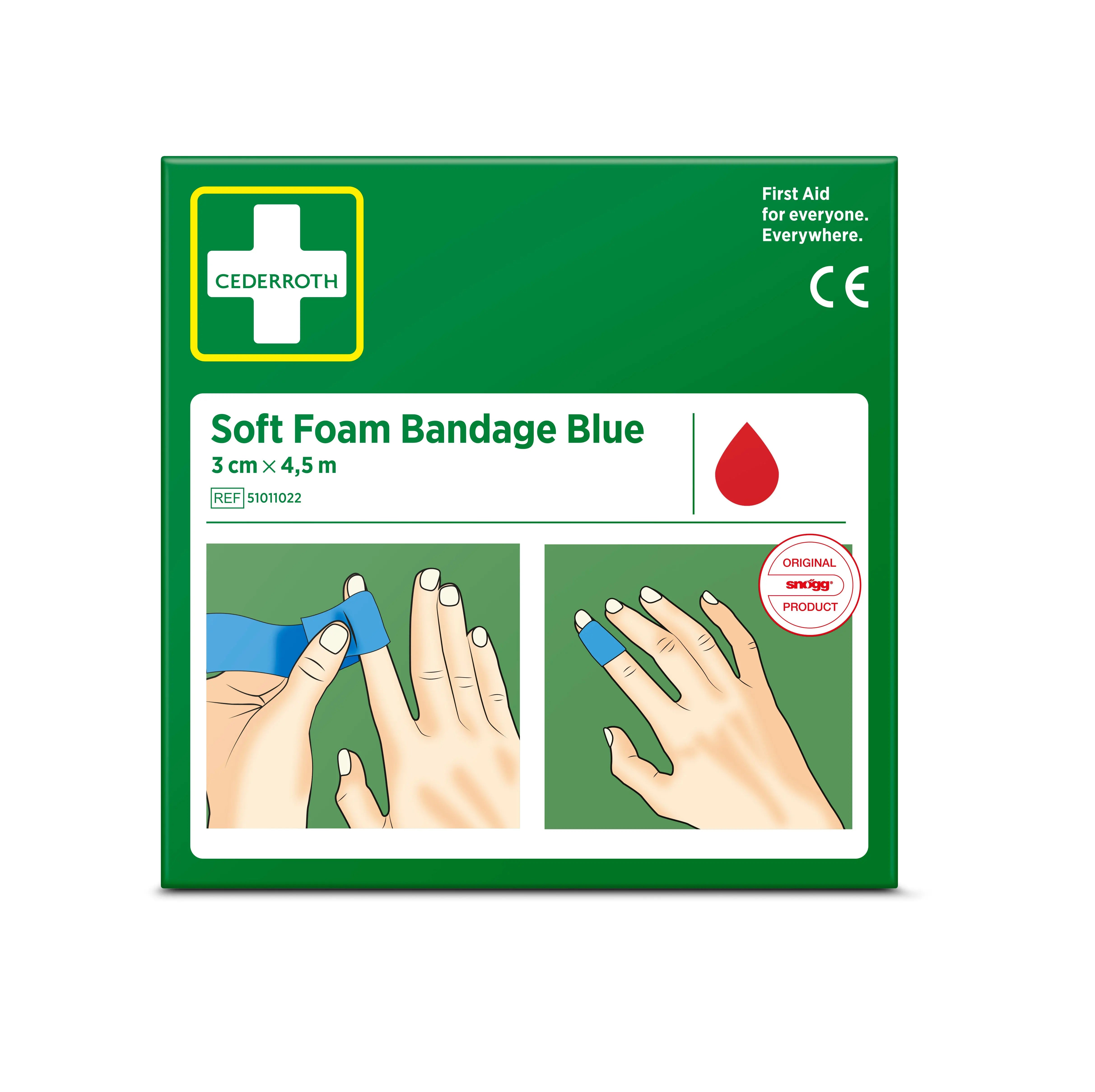 pansements bleu en mousse douce cederroth 3 cm x 4,5 m pour premiers secours