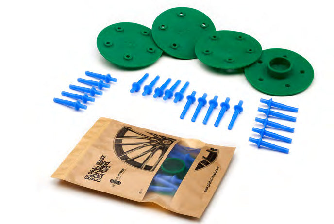 Kit Global Wheels TURQUOISE — disques verts, bouchons bleus