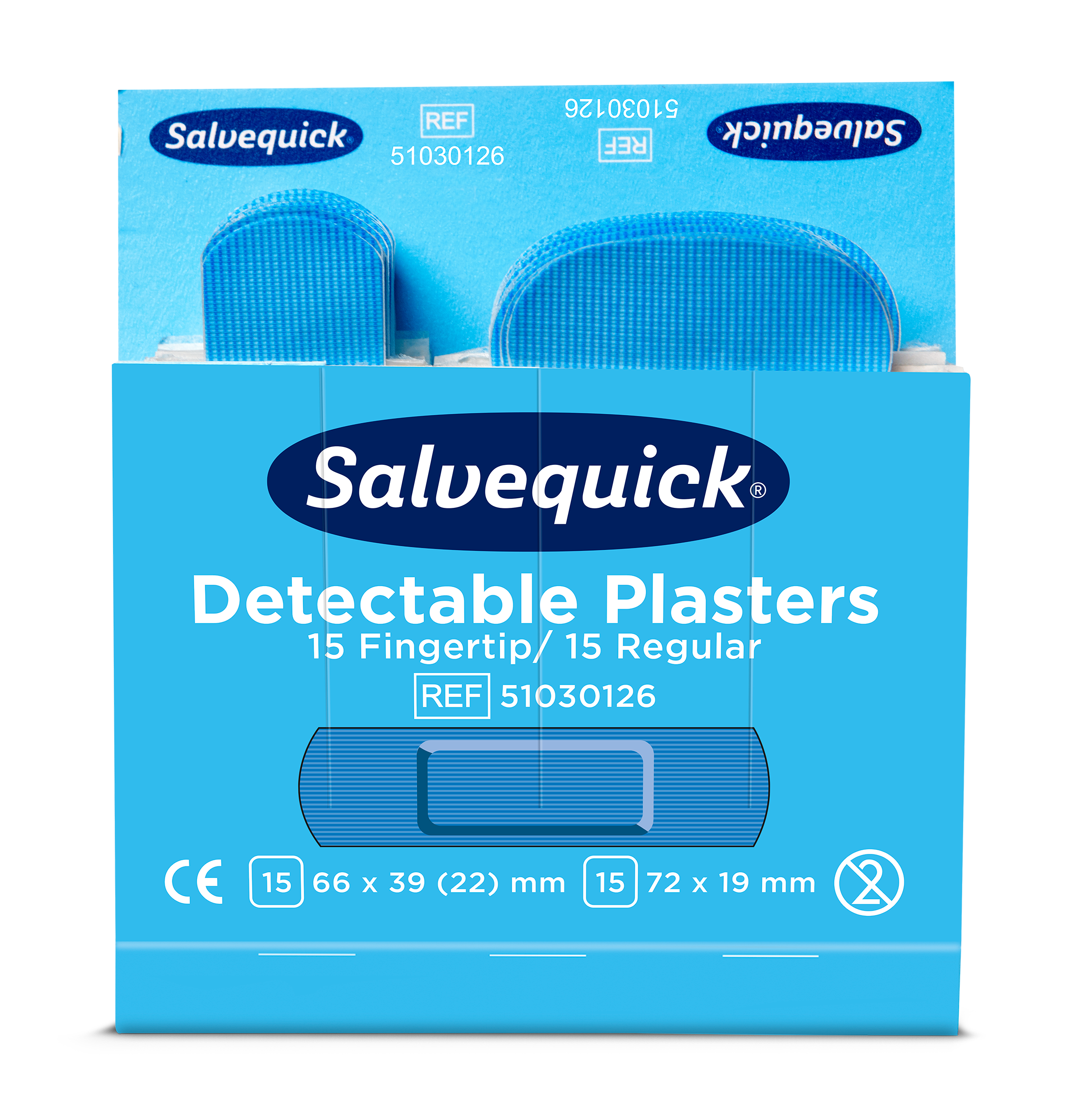 Pansements détectables Salvequick boite bleue 15 pansements doigt et 15 pansements standards