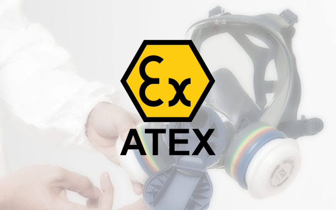 Masque de protection avec filtres colorés utilisé dans les ateliers de thermolaquage pour la sécurité ATEX
