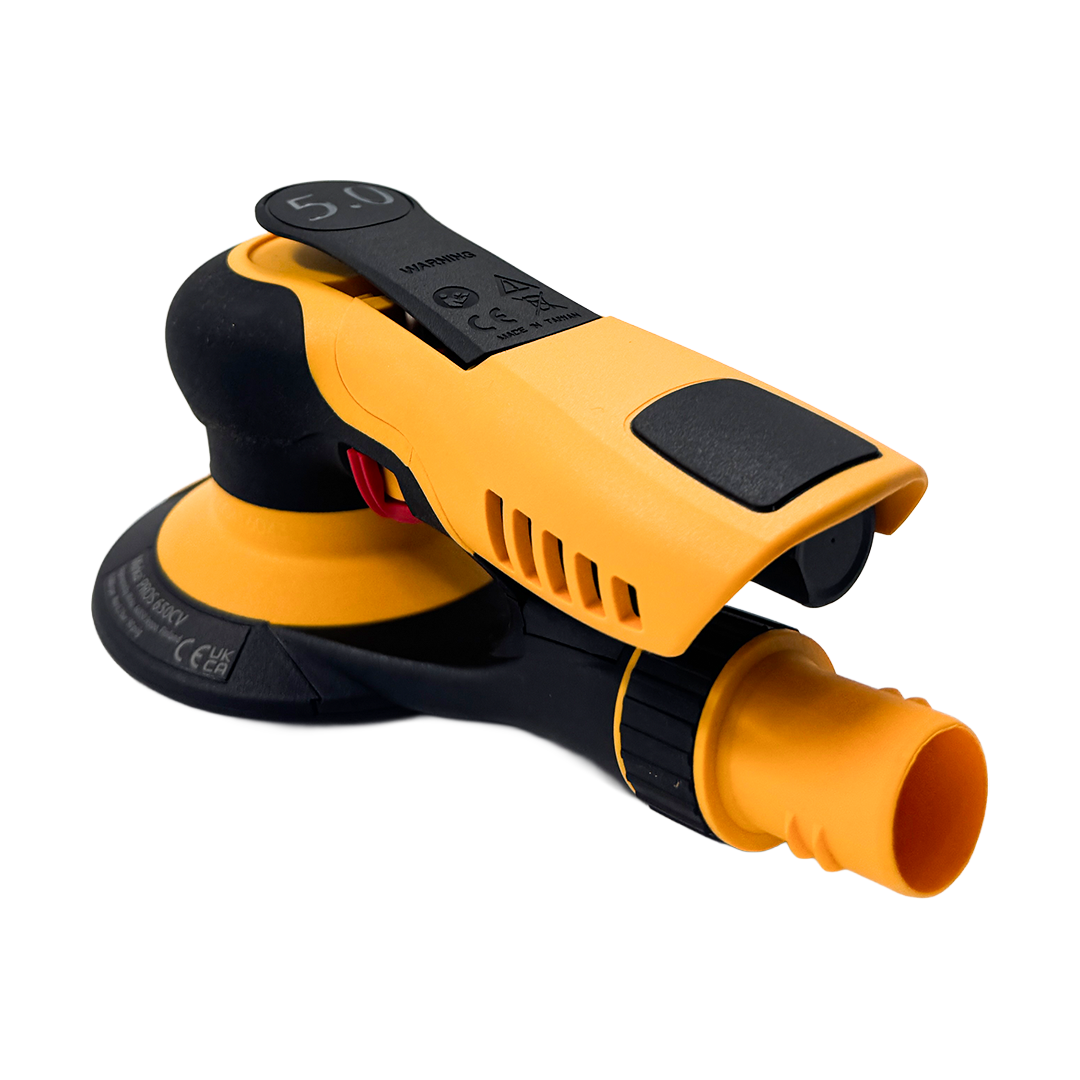 Outil de ponçage électrique compact jaune et noir pour travaux de finition et lissage