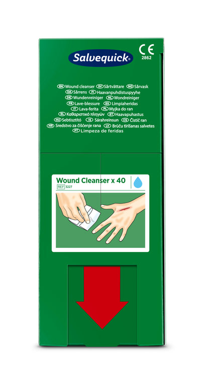 Cederroth - Lingette lave blessures Salvequick (0,9% NaCl, sterile), 40 lingettes