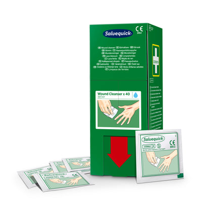 Cederroth - Lingette lave blessures Salvequick (0,9% NaCl, sterile), 40 lingettes