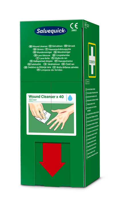 Cederroth - Lingette lave blessures Salvequick (0,9% NaCl, sterile), 40 lingettes