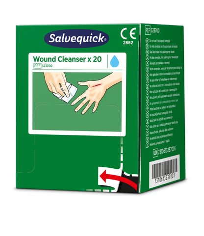 Cederroth - Lingette lave blessures Salvequick (0,9% NaCl, sterile), 20 lingettes