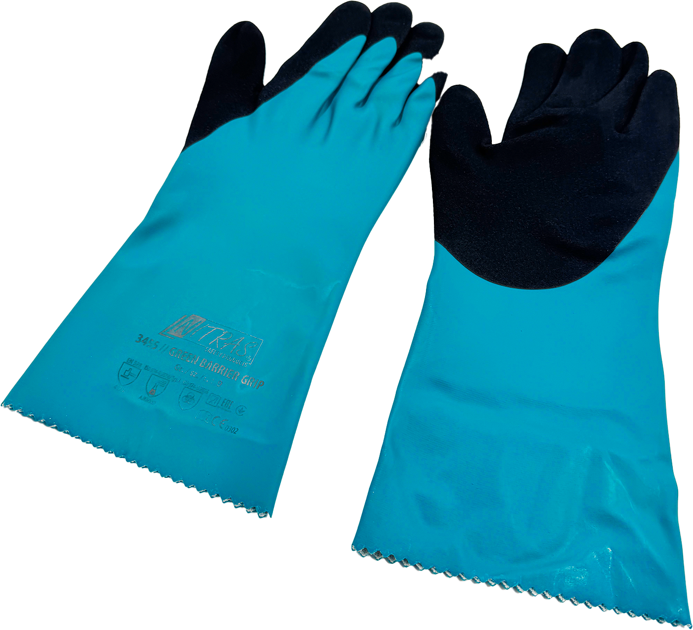 Gants protection chimique - Green Barrier Grip - Bleu 3455 NITRAS