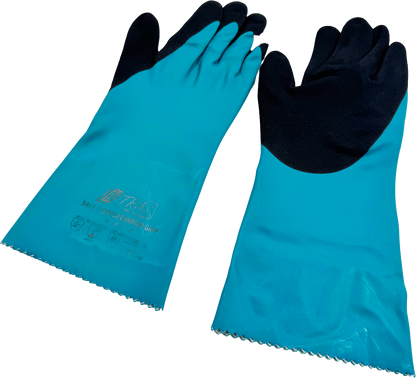Gants protection chimique - Green Barrier Grip - Bleu 3455 NITRAS