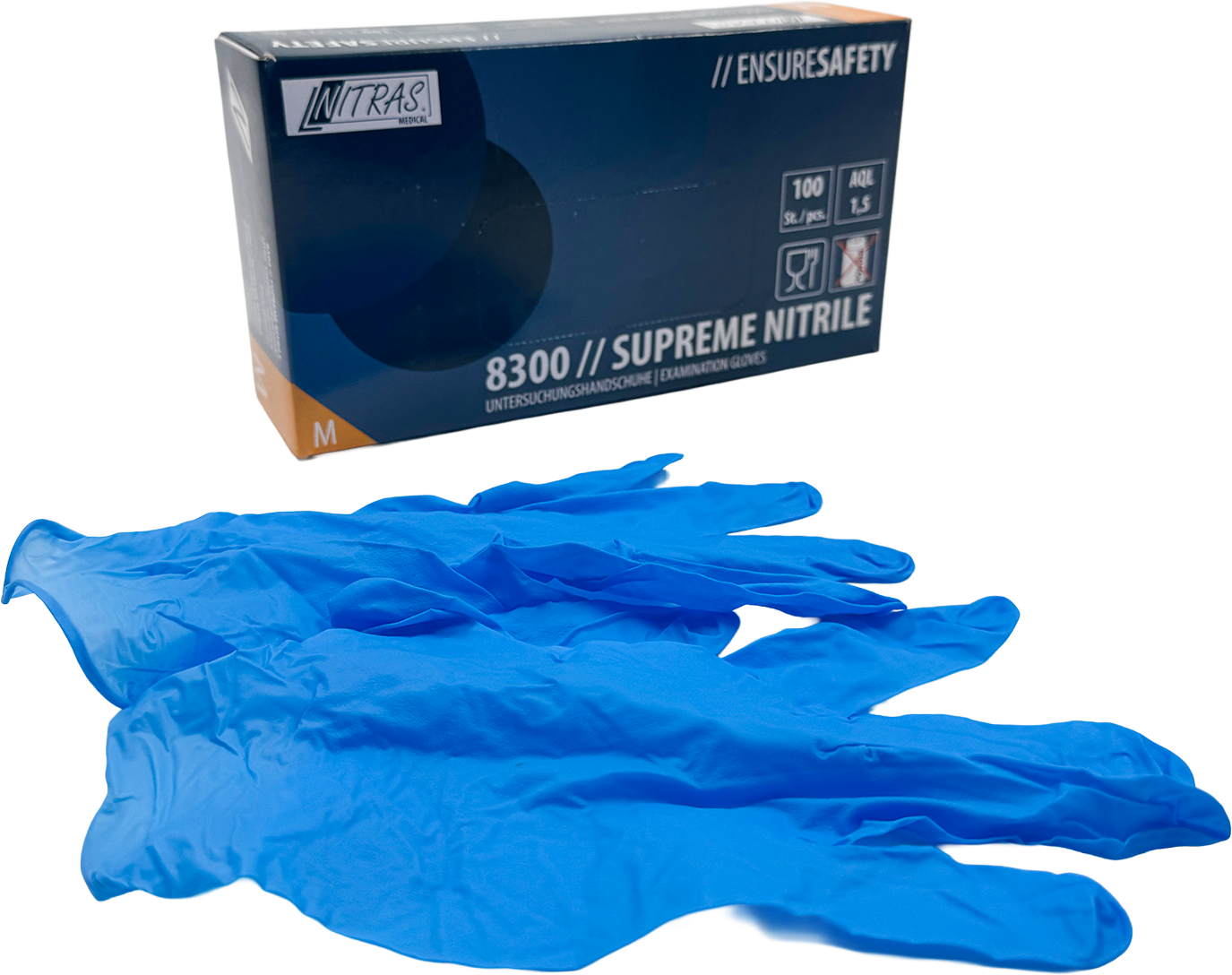 Gants à Usage Unique - Supreme Nitrile - Bleu 8300 NITRAS