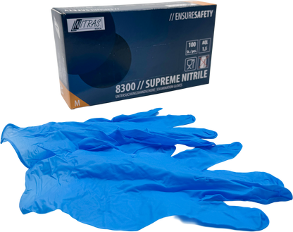 Gants à Usage Unique - Supreme Nitrile - Bleu 8300 NITRAS