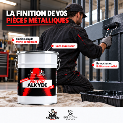 Finition alkyde mono-composant sur pièces métalliques, application au rouleau