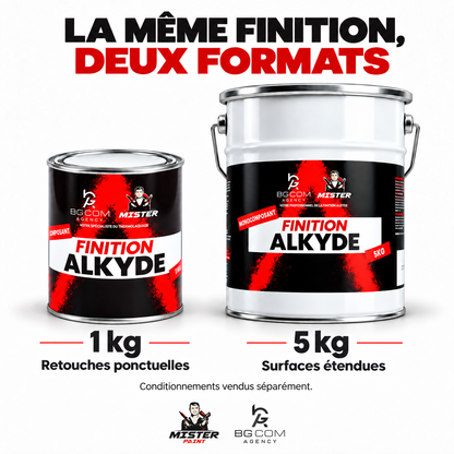 Finition alkyde en 1 kg ou 5 kg : deux conditionnements vendus séparément