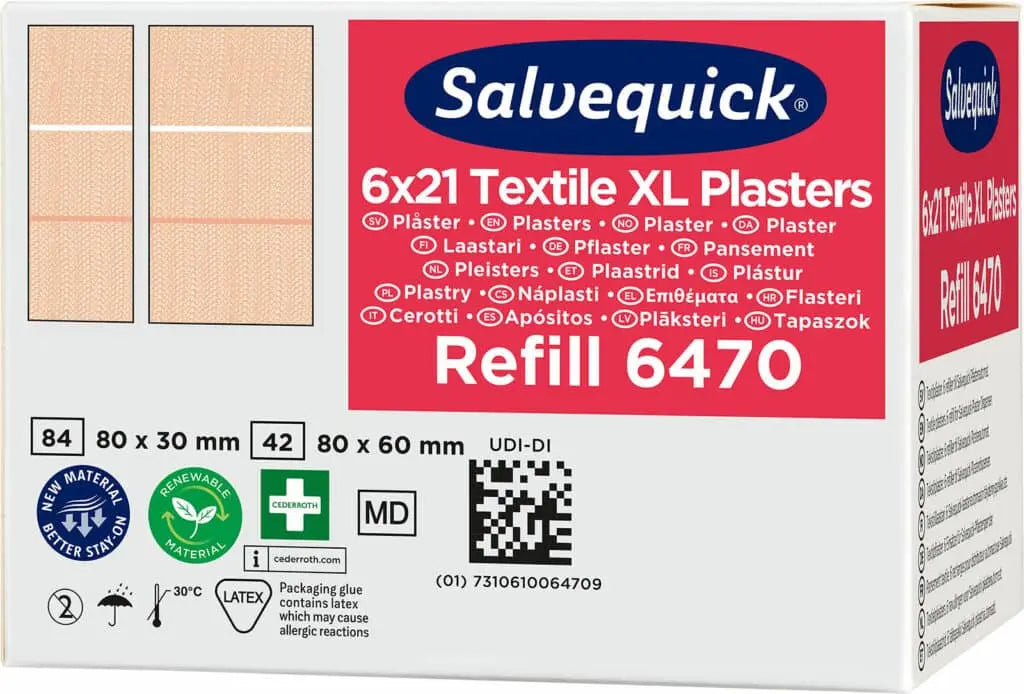 Cederroth - Pansements extra large textile, 21 pcs/recharge BGCOMAGENCY