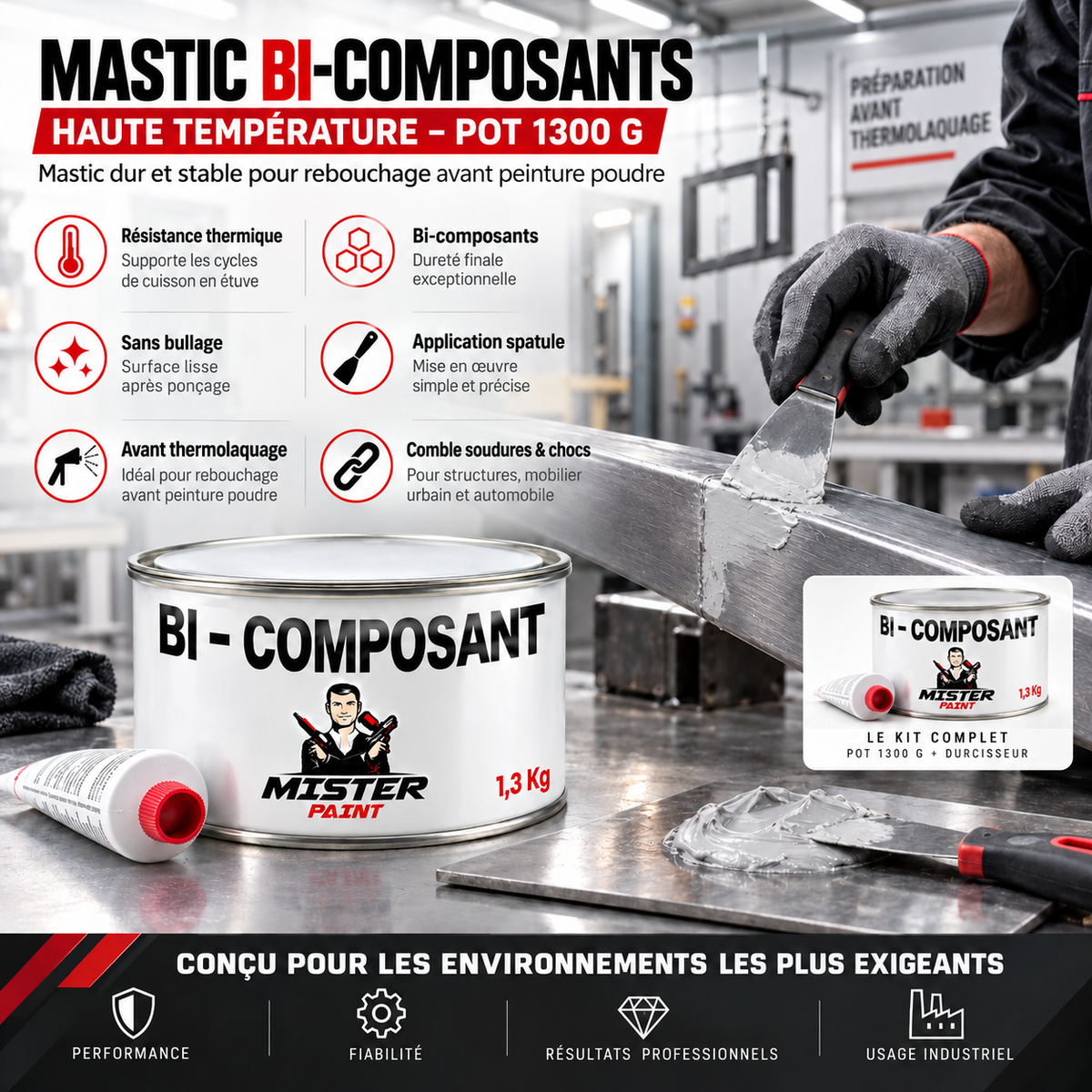 Mastic bi-composants haute température pot 1300g | BG COM AGENCY BGCOMAGENCY