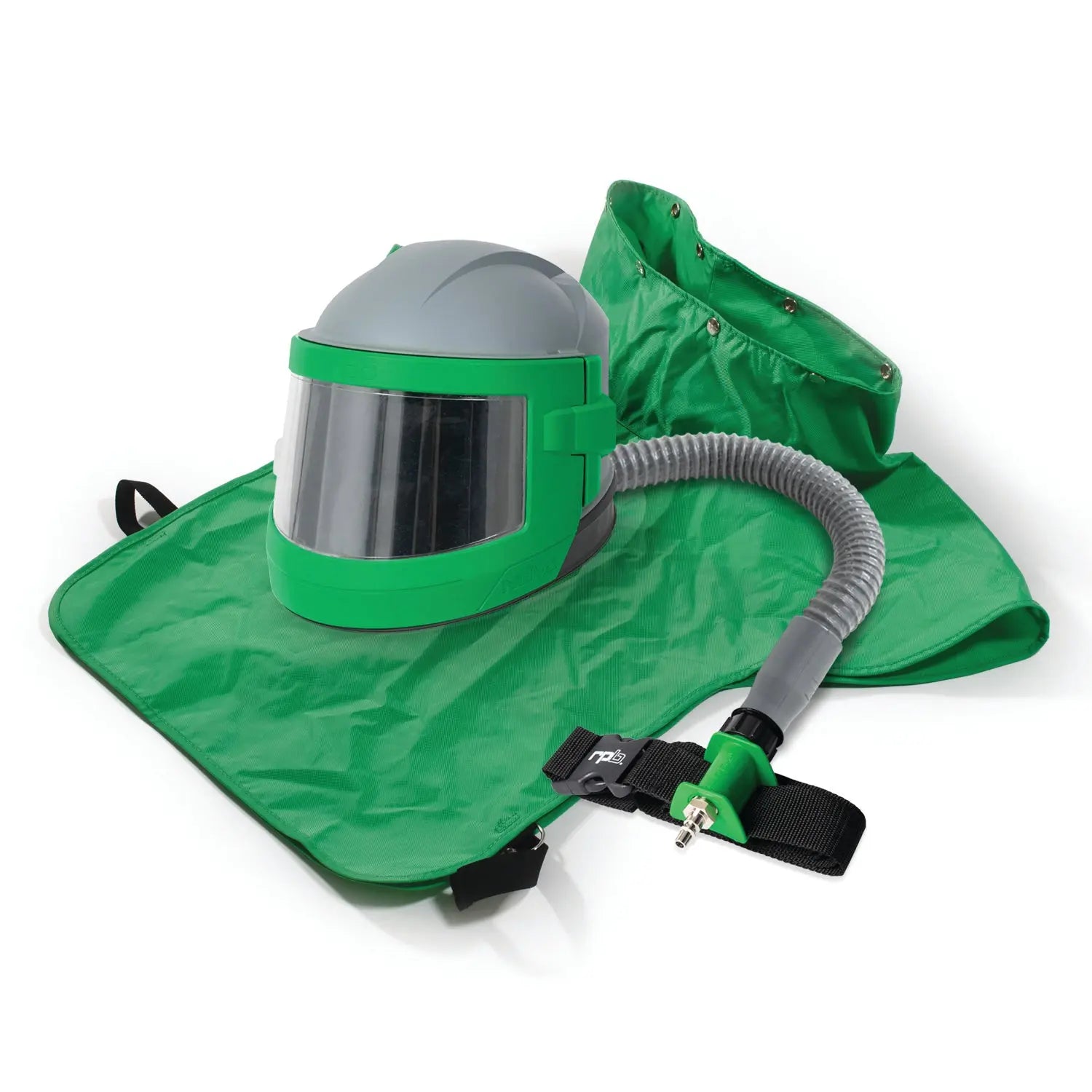 photo du casque de sablage GVS-RPB NOVA 3 avec cape en nylon et tupe air