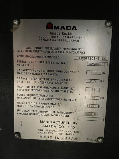 AMADA LC-2012 C1 NT (04/2008) + MP-2512 C1
