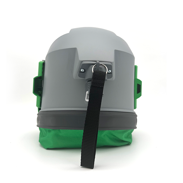 Casque de protection NOVA 3 gris avec sangles noires et base verte