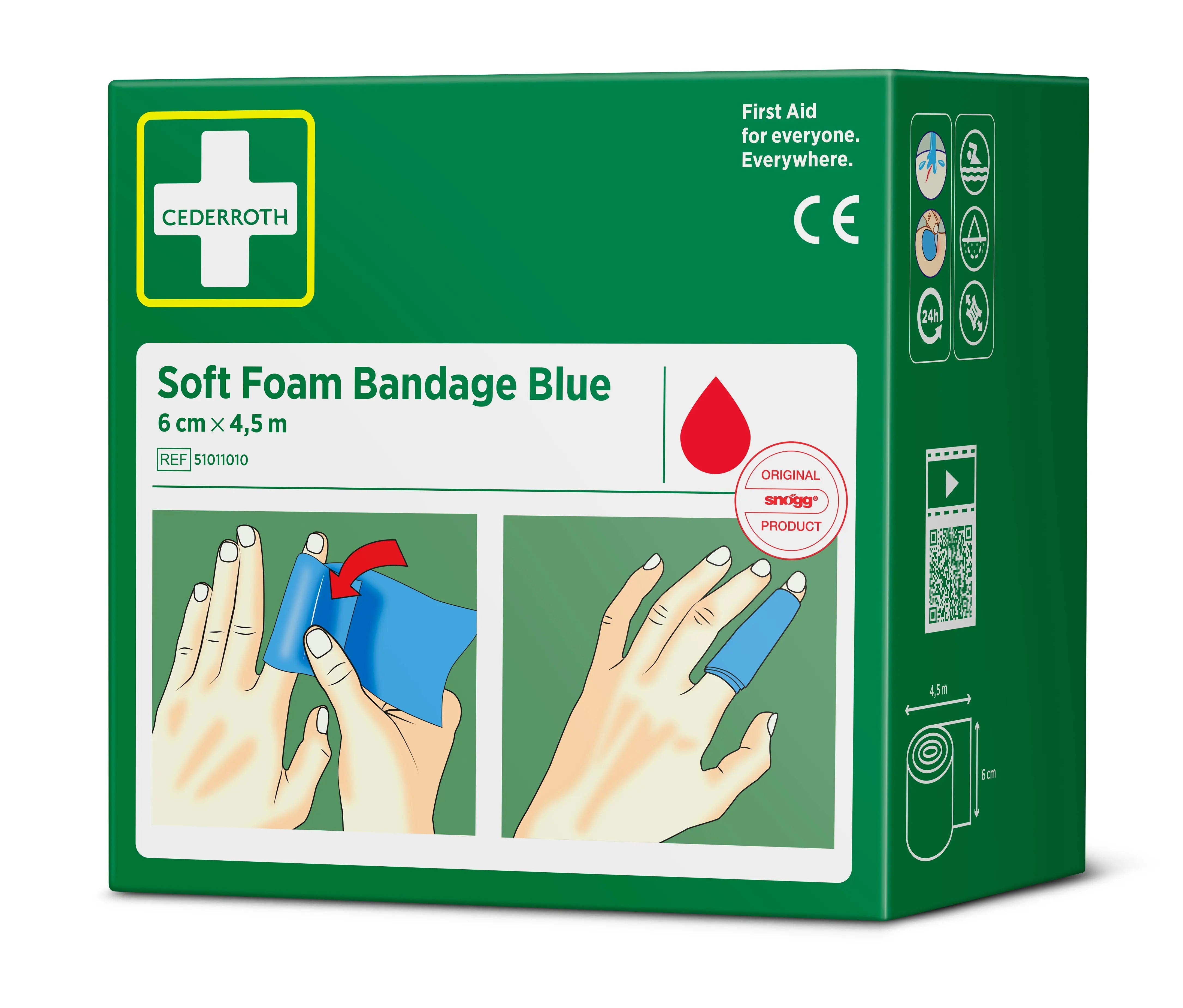 pansement absorbant bleu en mousse douce 6 cm x 4,5 m pour premiers secours