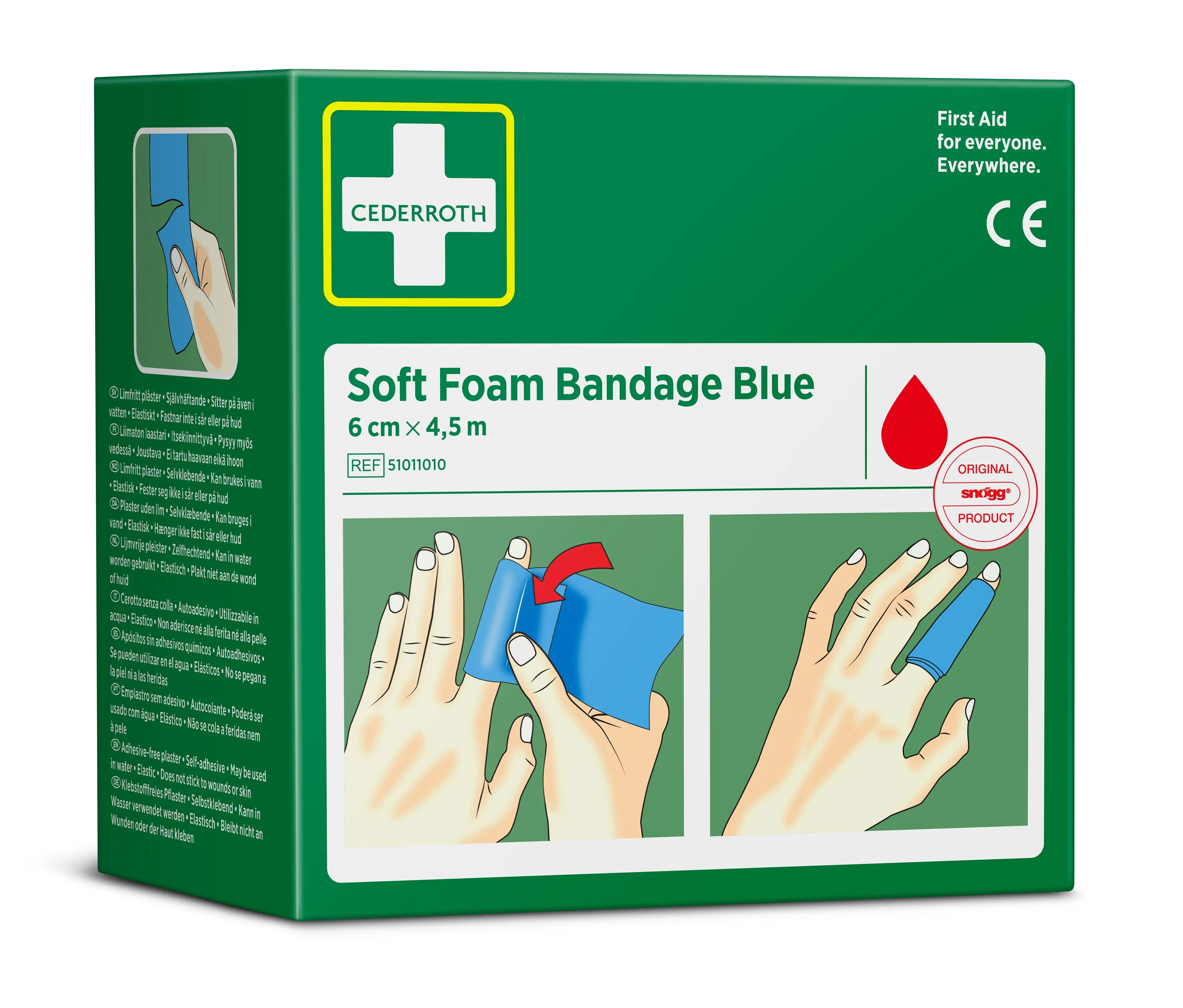 pansement absorbant bleu en mousse de 6 cm x 4,5 m pour premiers secours