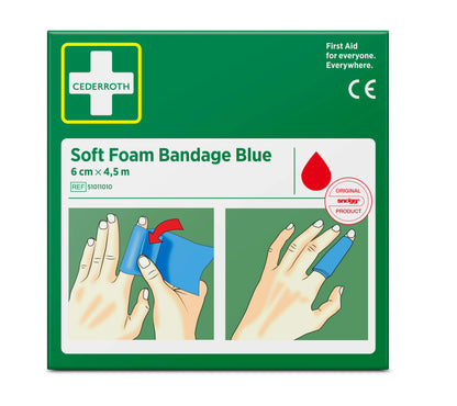 pansement absorbant cederroth bandage en mousse soft bleu 6 cm x 4,5 m pour premiers secours