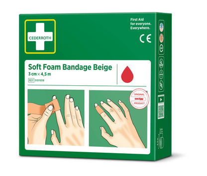 pansement adhésif beige en mousse douce 3 cm x 4,5 m pour premiers secours