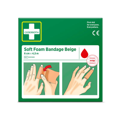 pansement mousse beige cederroth 6 cm x 4 5 m pour soins de premiers secours