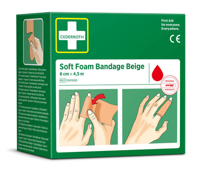 pansement mousse cederroth beige 6 cm x 4,5 m pour premiers secours