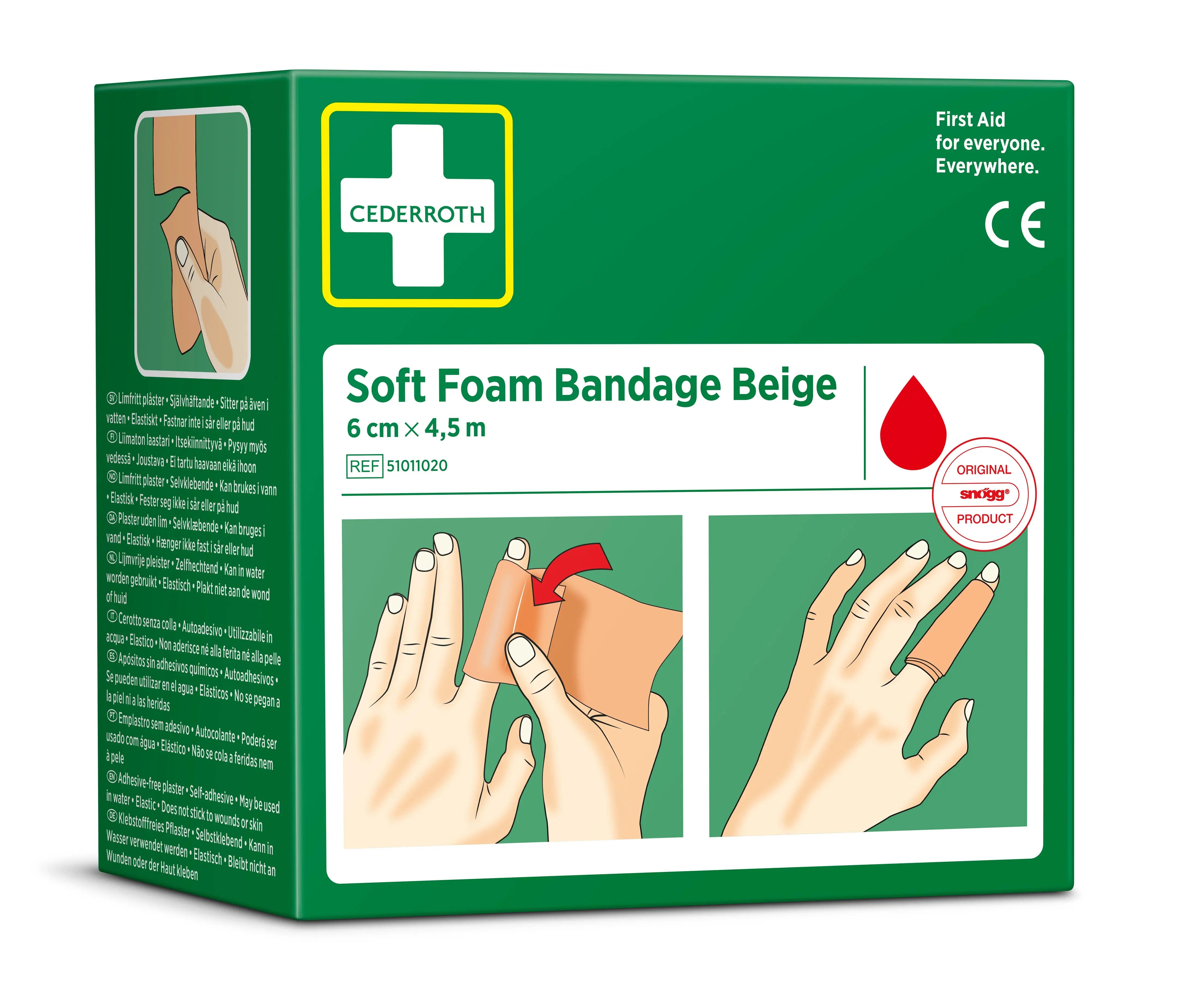 pansement mousse cederroth beige 6 cm x 4,5 m pour premiers secours