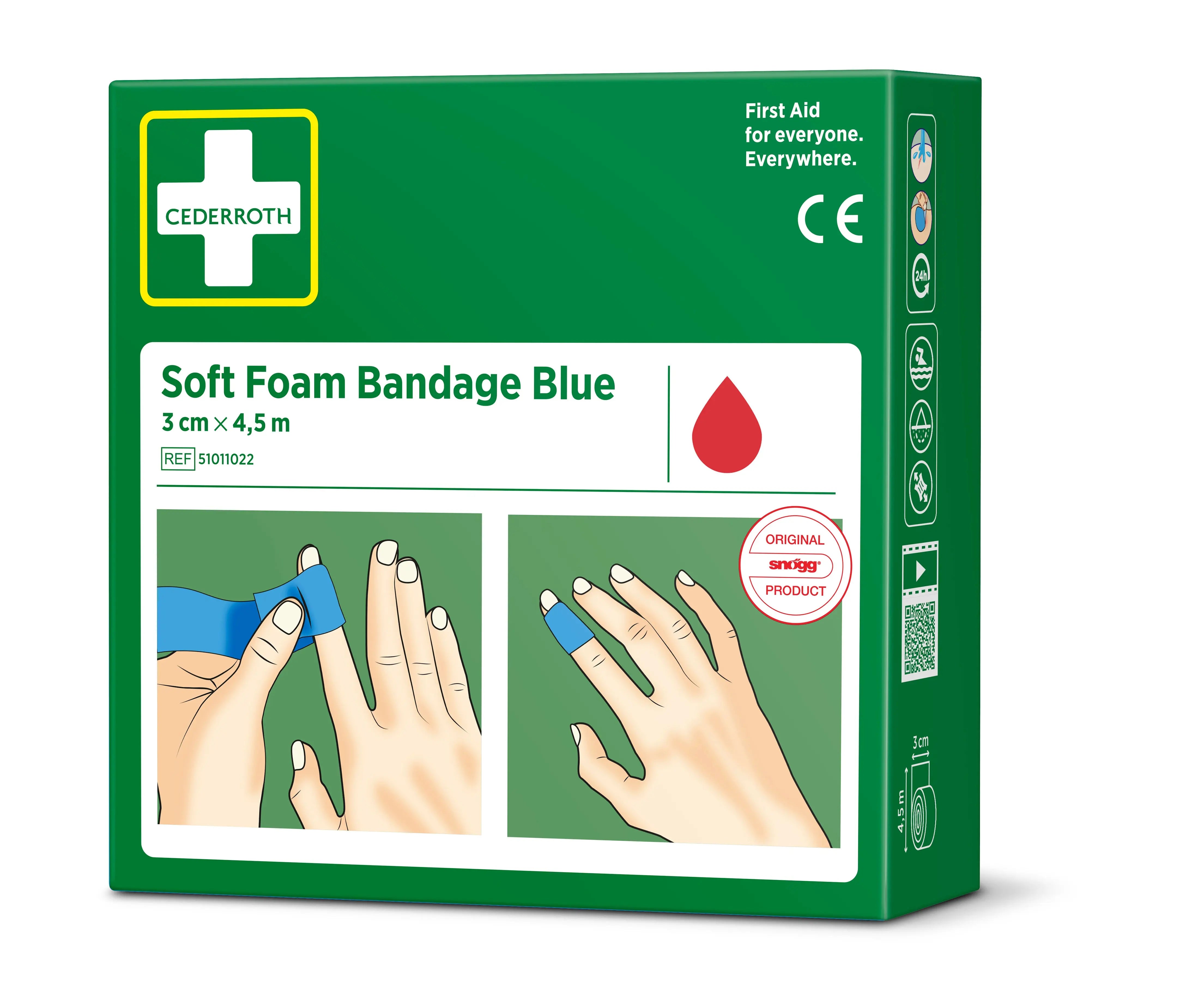 pansements en mousse bleue 3 cm x 4,5 m pour soins de premier secours