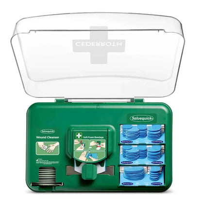 trousse de premiers secours avec pansements, nettoyant pour plaies et bandages en mousse