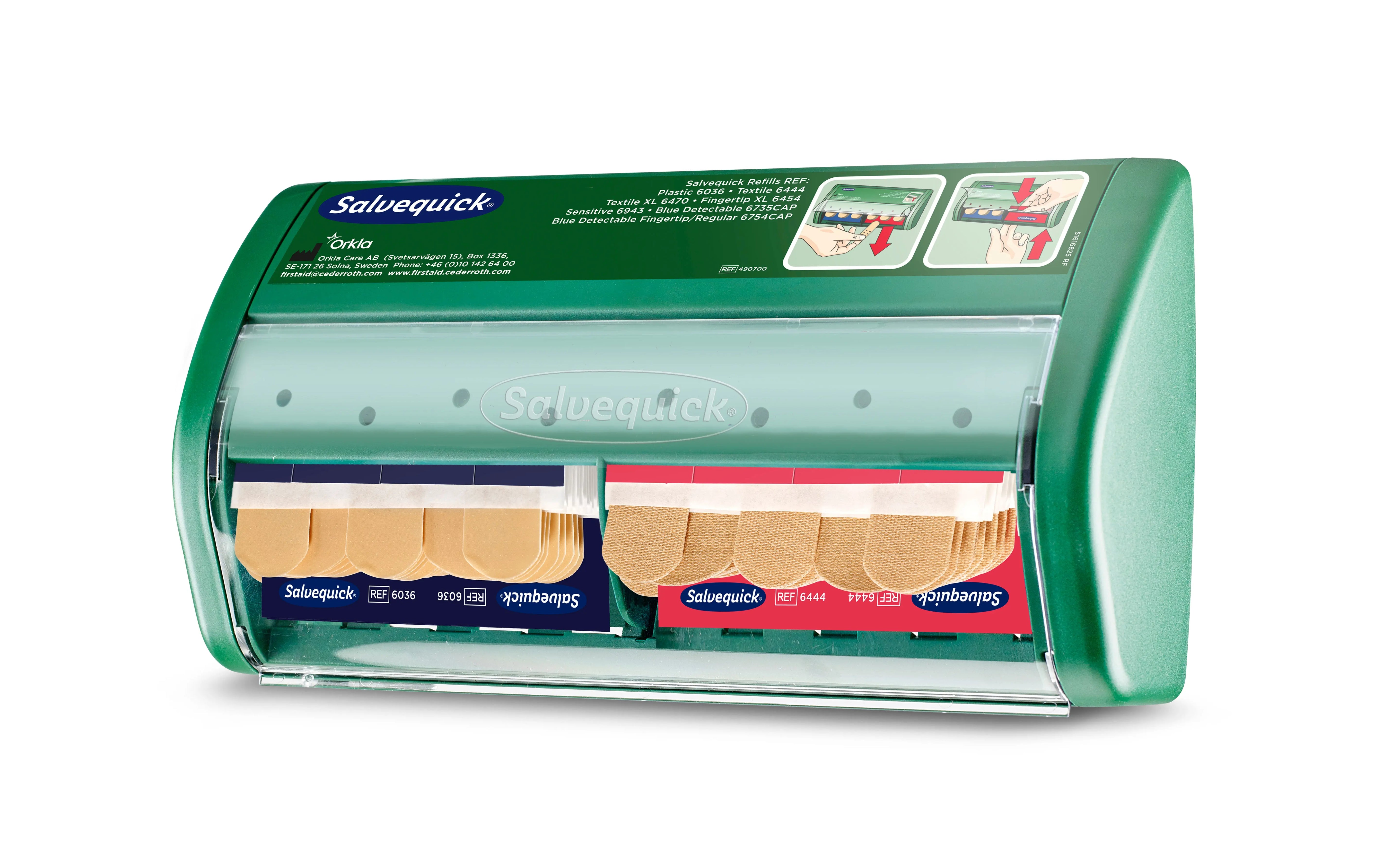 distributeur de pansements adhésifs salvequick avec rouleaux de plusieurs tailles